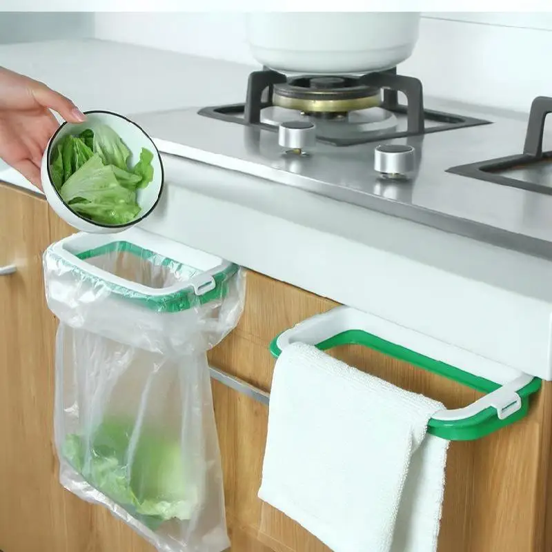 Garbage Bag Hanger Holder, Kitchen Cabinet Mount Trash Bag Bracket, Household Kitchen Waste Bag Storage Frame
