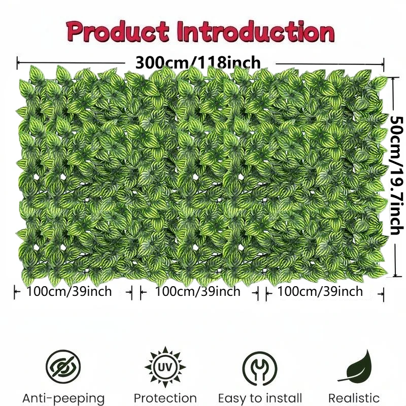 Total length 19.7x118inch Artificial Ivy Privacy Fence Screen -3pcs , for Backyard, Patio,Patio Decorators, Natural Look Foliag