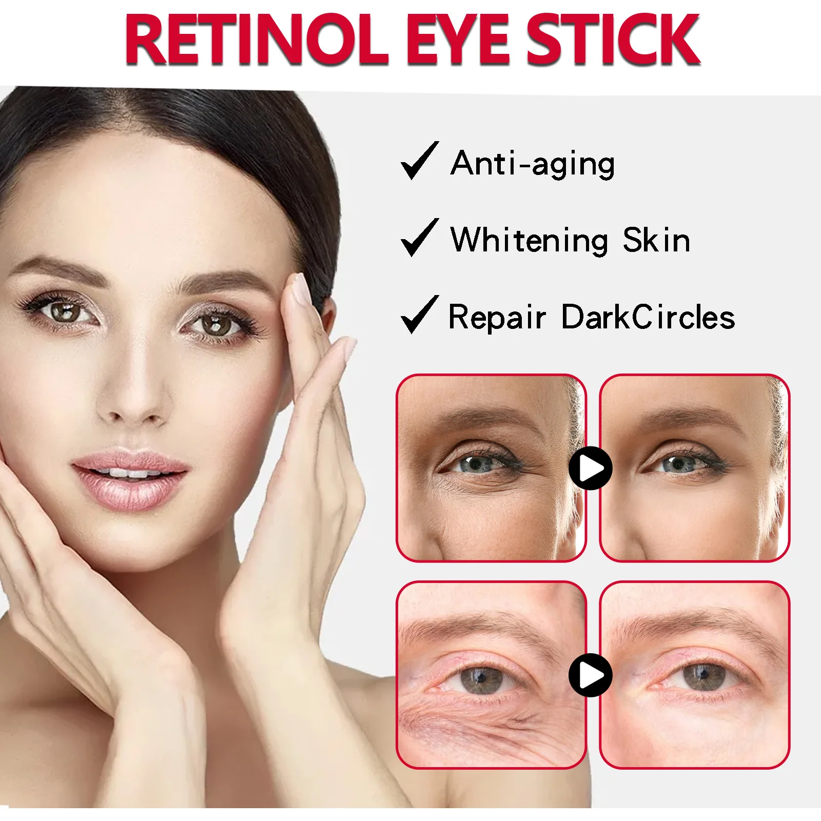 Eelhoe Crema para los ojos con Retinol, palo que hidrata la piel alrededor de los ojos y mejora la decoloración de los ojos, arrugas, patrón de cola de pez, piel reafirmante