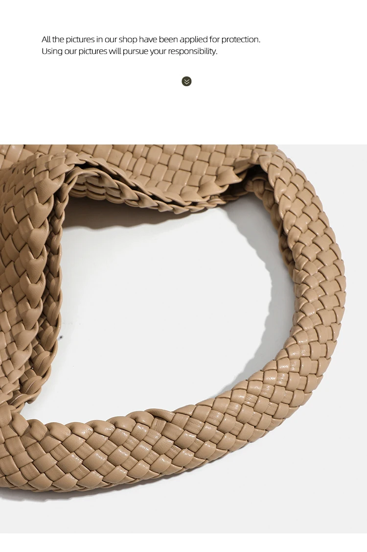 Gewebte Einkaufstaschen für Frauen weiche Leder Einkaufstasche gewebte Damen handtaschen Sommer Umhängetasche große Kapazität Top-Griff Tasche – Detail 4