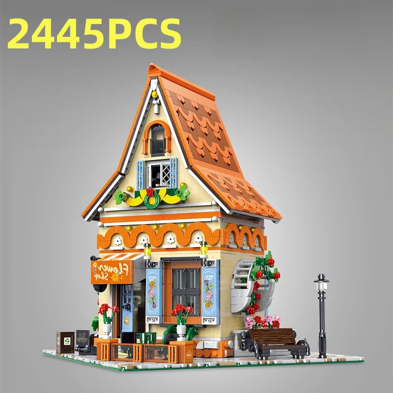 

2445PCS Florist Magic Flower Workshop Model Building Blocks MOC Medieval Cottage House Architecture Bricks Ideas Toy Gift Kids