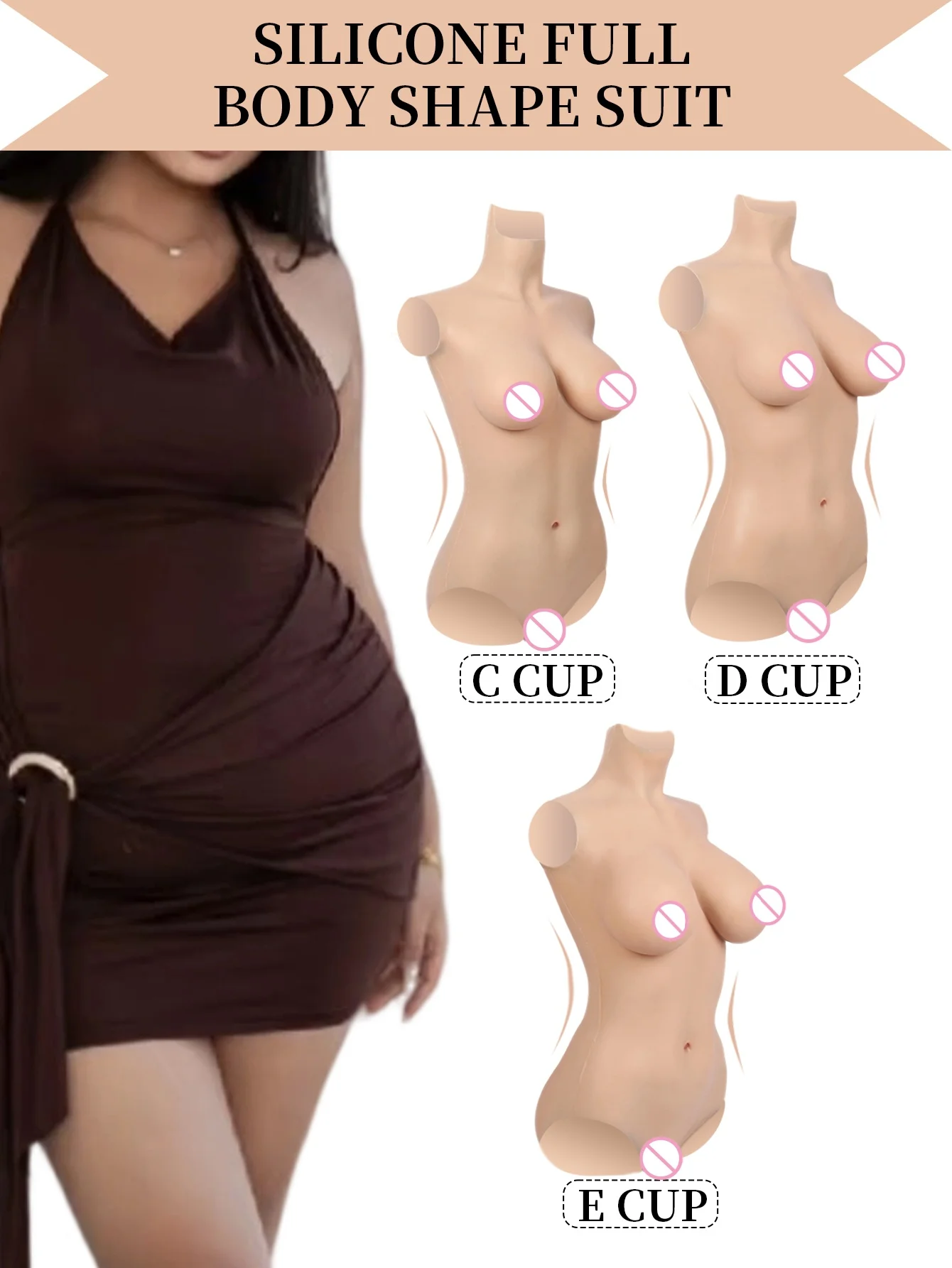 Triangle Bikini Bodysuit Realistic Vagina Design Perfect for Vacation & Swimming Crossdressing Silicone Breast & Hip Enhancer
