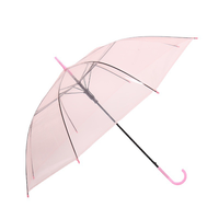 Basics 8 Ribs Rainproof Travel Beach Mini Long Straight Handle Umbrella Adult Kids Lightweight Windproof Clear Colorful Umbrella