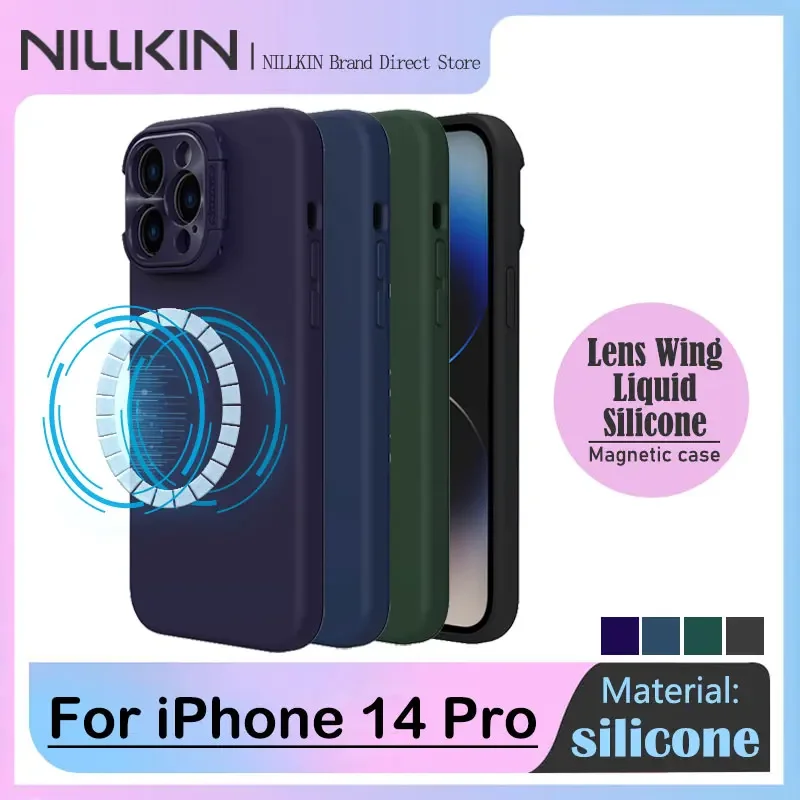 Nillkin Lens Wing Magnetic Case for Apple iPhone 14 Pro, Camera Protection, Magsafe Liquid Silicone, Skin-friendly Back Cover