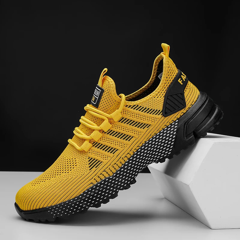 

Men‘s Running Shoes Breathable Knit Sneakers Lace-up Casual Sports Shoes Fitness Training Flat Zero Drop Shoes Walking Shoes