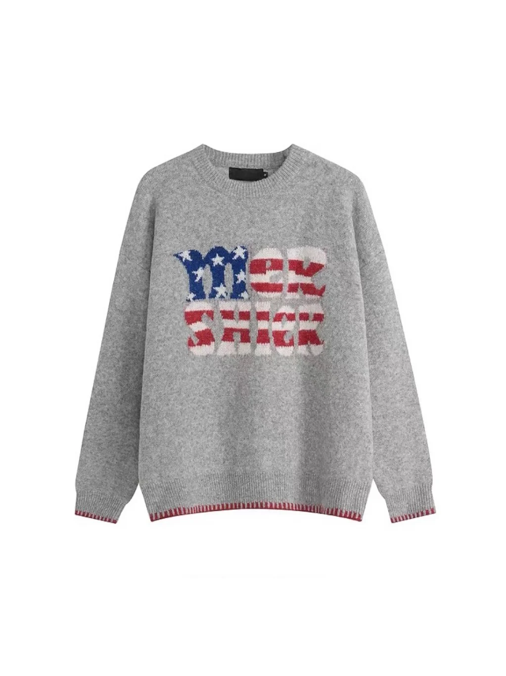 

Американский вязаный свитер в стиле ретро с вышитыми буквами, свободный повседневный осенне-зимний модный топ для пар