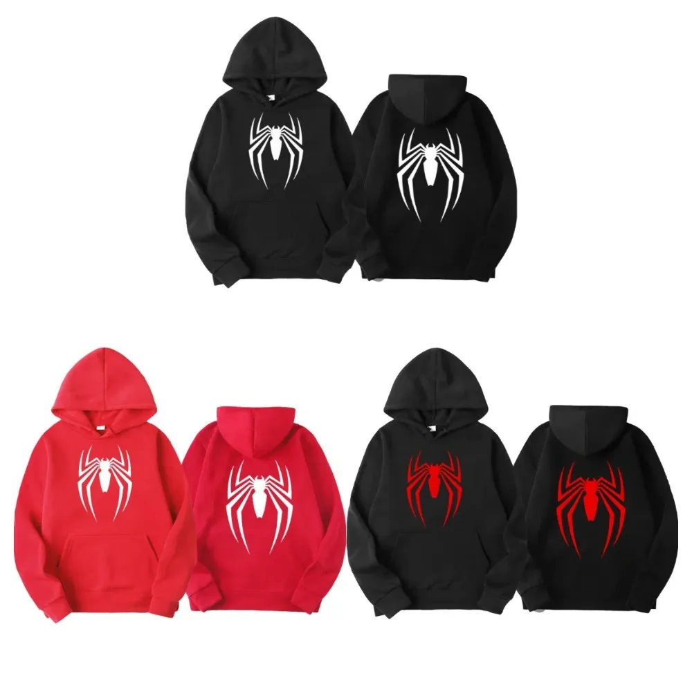 Retro Spider Fleece Hoodies met lange mouwen Klassieke oversized Y2k Hoodie Sweatshirt Kleding O-hals Truien Tops Dames Student