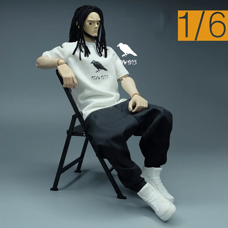 CROW DH TOYS 1/6 Male Trend ZEROWORKS T-shirt Casual Basic Print Tee Cargo Pants for 12 inches Action Figure Body Model