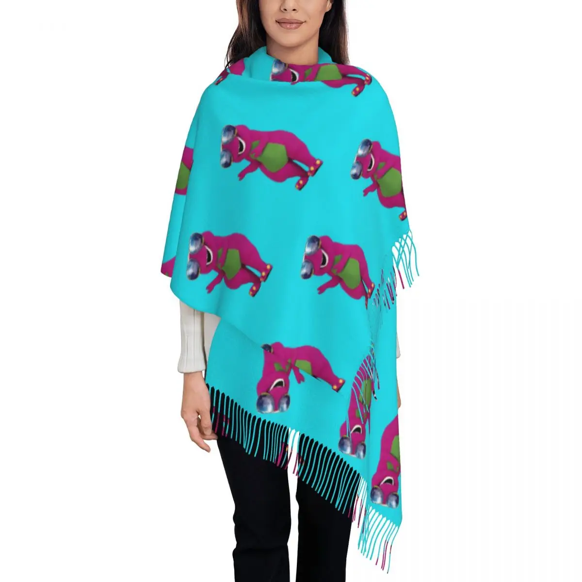 

Barney The Dinosaur Scarf Tassel Scarves Women Soft Warm Shawls and Wraps Large Fall Winter Shawl Wrap