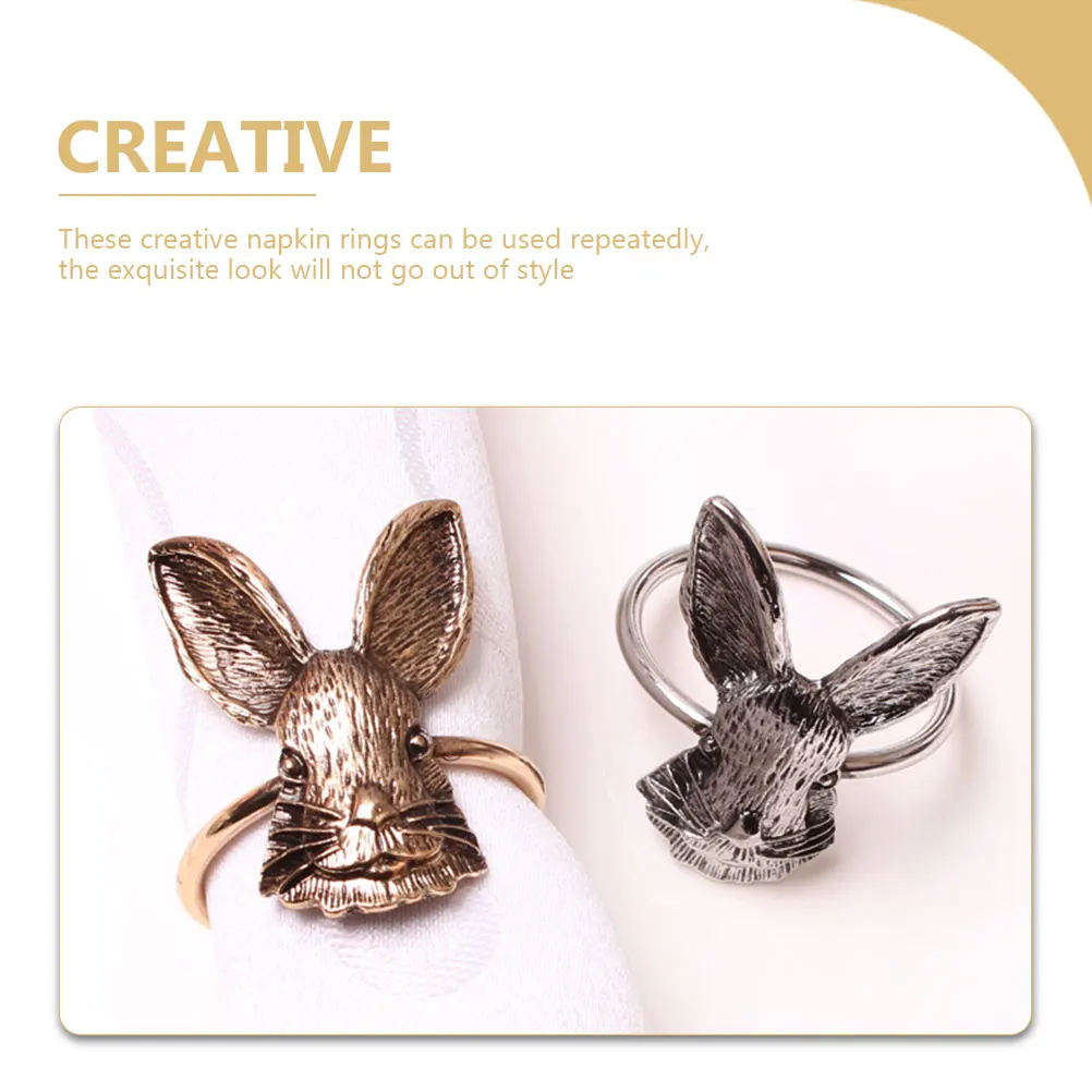 

6pcs Golden Rabbit Napkin Rings Reusable Thanksgiving Decorations Napkin Holders for Home Office Hotels Restaurants Bars Cafe