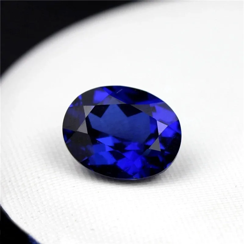 Lab Grown Sapphire Oval Cut Royal Blue Color DIY Jewelry Making Ring Necklace Main Materials Selectable Certificate