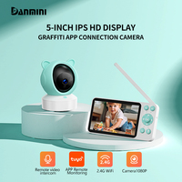 Danmini TUYA App Control Baby Monitor 5'' HD Display 1080P Camera Temperature Humidity Detection Infrared Night Vision Monitors