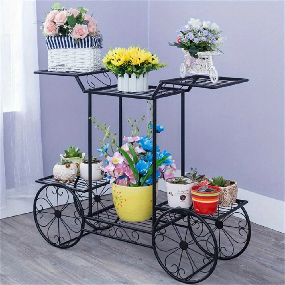 

Classic Cart Plant Stand 6 Tiers Flower Display Pot Holder for Home Garden Decor