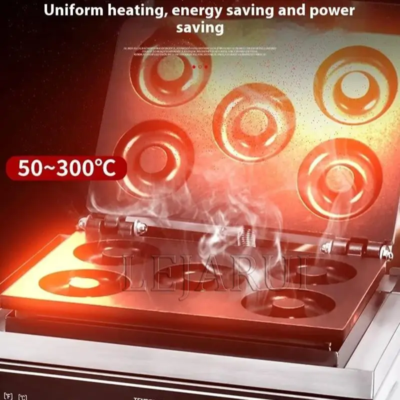 เครื่องโดนัทเชิงพาณิชย์สแตนเลส 5-กริดทำขนม 220V/110V เครื่องขนมขบเคี้ยวเชิงพาณิชย์