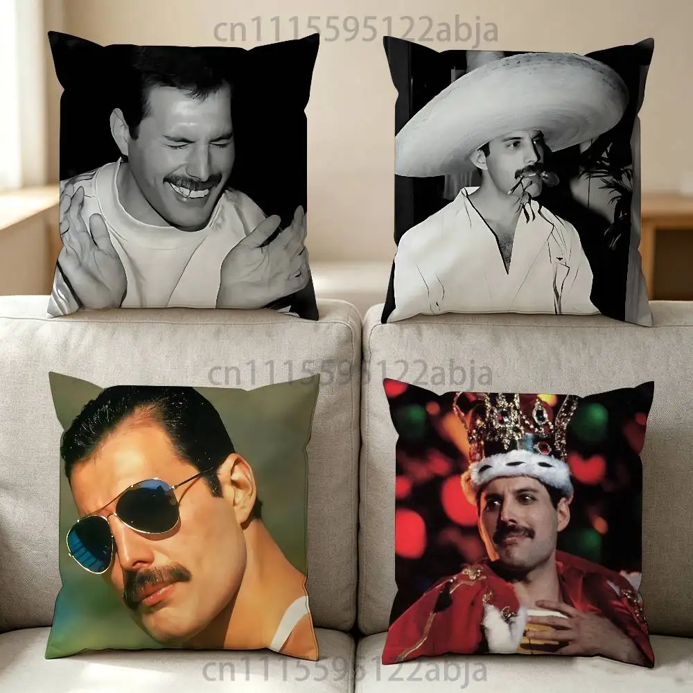 F-Freddie M-Mercury Pillow Cover Home Decor Art Design Decor Pillowcase Cushion Cover for Bed Sofa Living Room, Indoor Outdoor