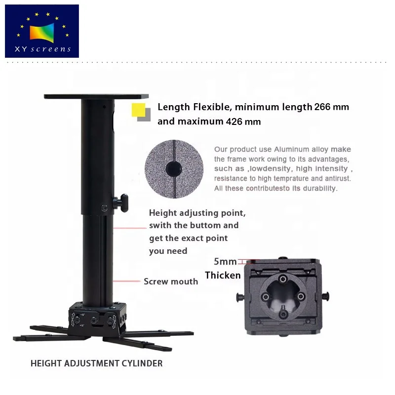 XYscreens Wall Mounted or Ceiling Mounted Projector Bracket DJ Series