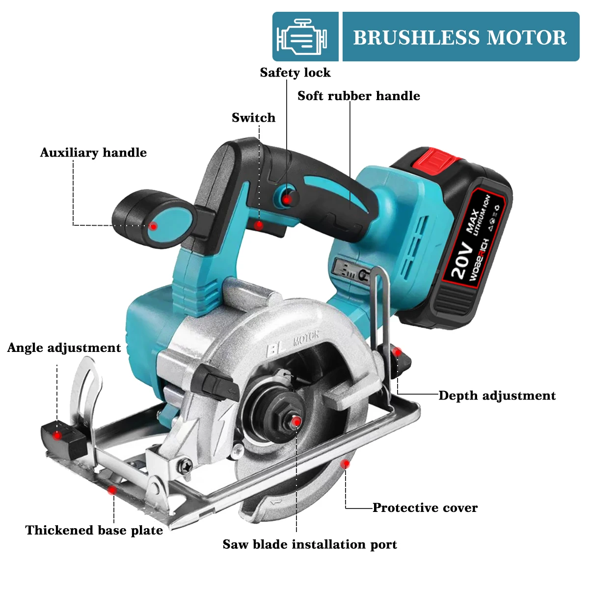 Cordless Electric Circular Saw Multifunctional Cutting Machine Electric Saw Cutting Machine Handle Power Tools For Makita 18V