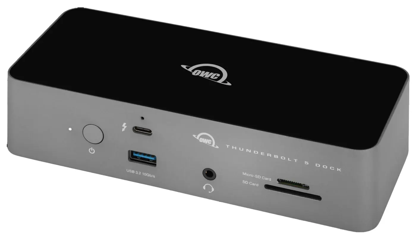 OWC 11-Port Thunderbolt 5 Docking Station 2.5GbE, SD/Micro-SD Card Reader, Audio Jack USB 3.2 Type-A Ports, 140W Power Delivery