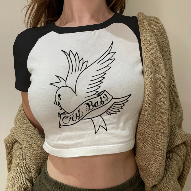 Lil Peep Summer Hip-hop Crop Tops Tshirt Women Harajuku Harajuku Couple Clothes Casual Top Aesthetic Streetwear Sexy Clothing