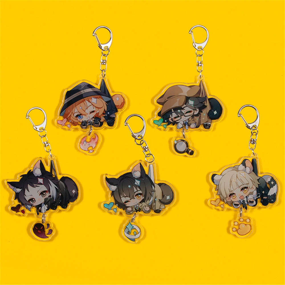 5 Stück/Set Anime Bungo Stray Dogs Nakahara Chuuya Cosplay Kostüm Acryl Schlüsselanhänger Anhänger Requisiten Zubehör Weihnachtsgeschenk