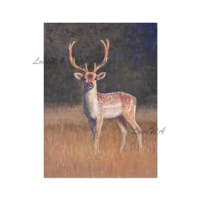 High Quality Deer Animal Oil Painting, Hand Painted Acrylic Artwork, Wall Pictures Decoration, Modern Art Canvas, Frameless