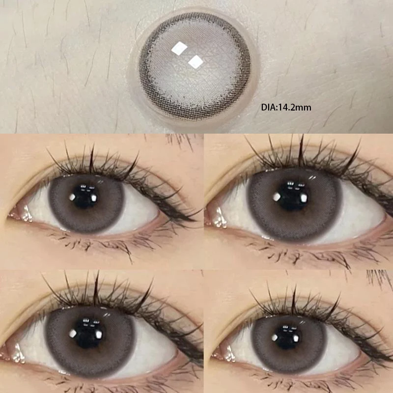 2pcs/Pair Colored Lenses For Eyes With Diopter Big Black Eyes Beauty Pupils Makeup 14.5mm Yearly Natural Soft Lens Free Shipping