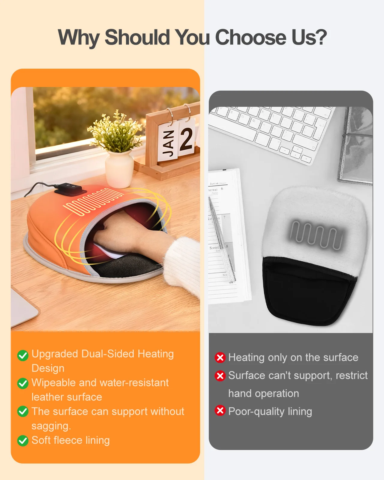Eary 3 Settings Heated Mouse Pad Hand Warmer 5V/2A USB-C Hand Warming for Office Home Computer Laptop Gifts for Men Women Friend view 2