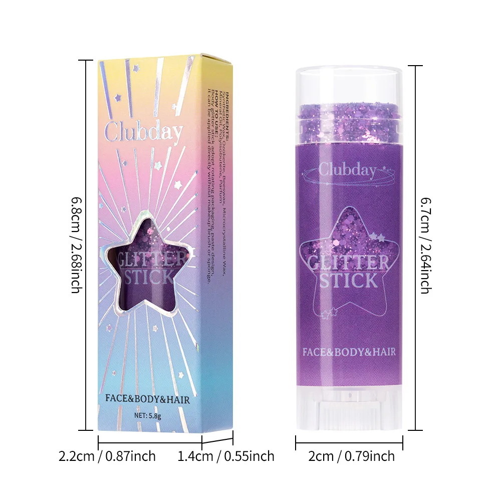 Clubday ステージ パーティー メイクアップ キット – アイシャドウ、唇、頬用のグリッター スティック & モノクロ ジェル |   ボディ ポップ スパークル & シマー デュオ
