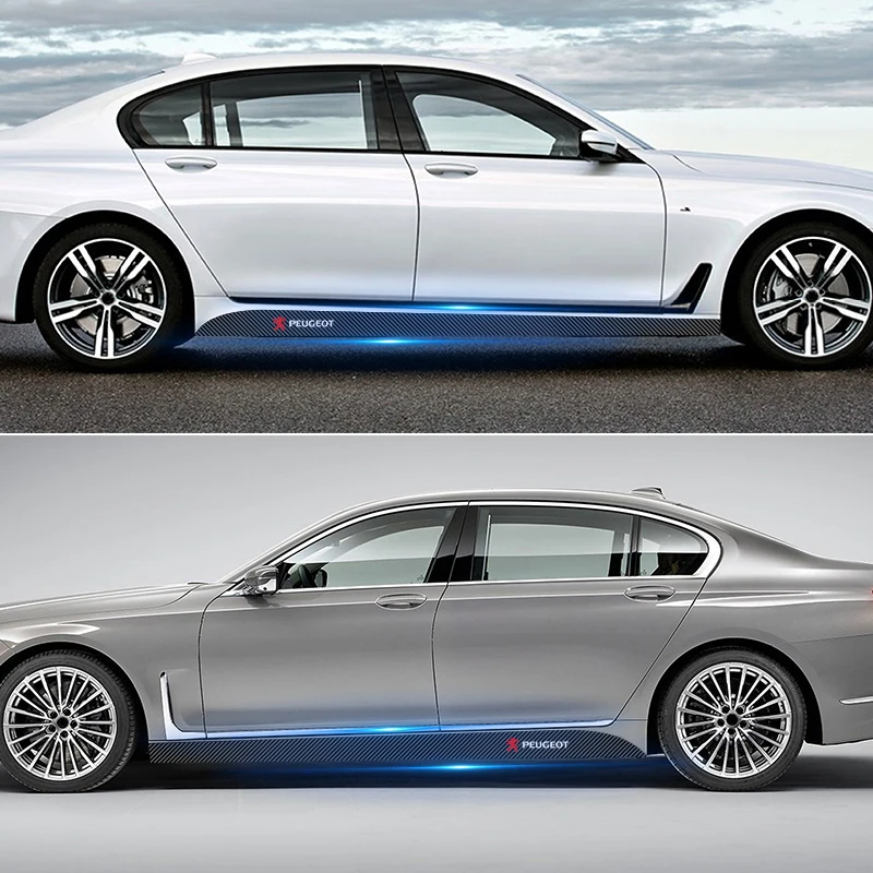 2 قطعة باب السيارة الجانب تنورة جسم السيارة ملصق ألياف الكربون لبيجو 407 3008 307 308 206 508 208 207 607 106 301 408 5008