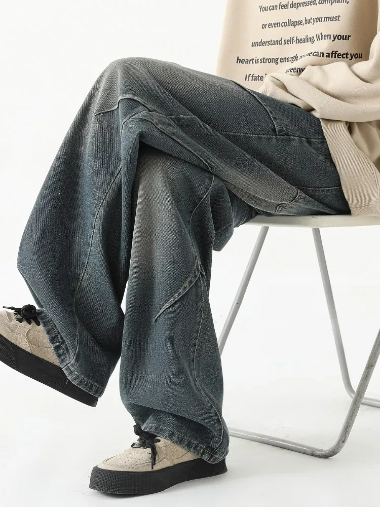 

Men's Straight Leg Wide Leg Jeans Vintage American Sle Autumn Winter Trendy Brand Casual Wear Comfortable Loose Fit Denim