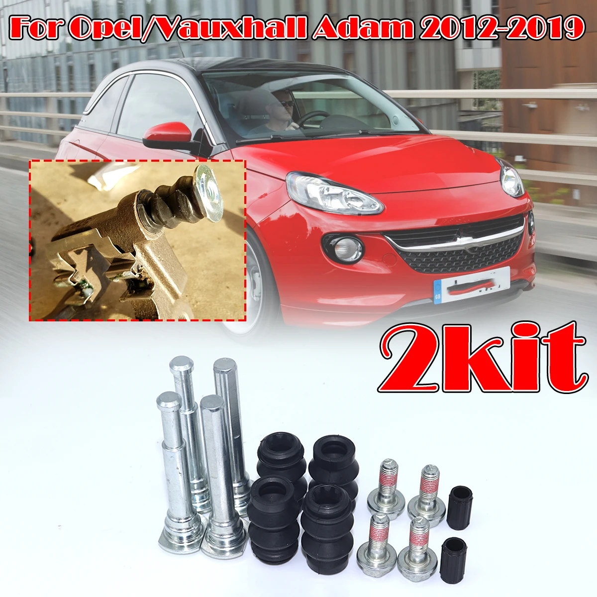 

14pcs FRONT Brake Caliper Slider Guide Pins Bolt For Opel Vauxhall Adam 2012-2019 Left Right Disc Housing Rubber Bellows Sleeve