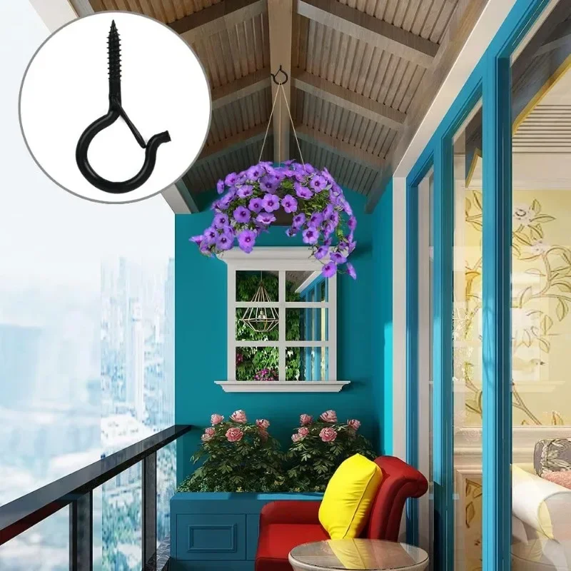 Q Shape Outdoor Hooks Swivelling Basket Patio Hooks Outdoor String Light Screw-In Hooks Nut Driver Hooks Plant Storage Hooks