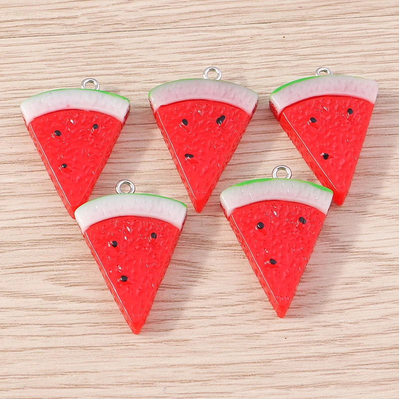 Tusember 10 Stück Cartoon-Harz-Fruchtanhänger, simulierte Wassermelonen-Anhänger, Ohrringe, Armband, DIY-Halsketten-Zubehör, Bastelzubehör – Detail 6