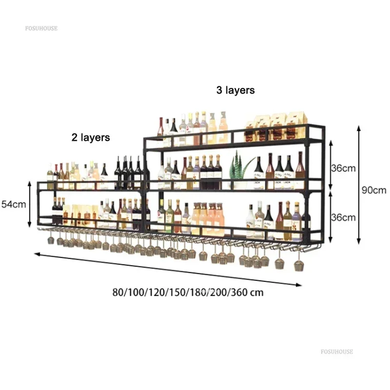 Nordic Wrought Iron Wine Rack Home Wall Hanging Display Cabinet Creative Minimalist Background Wall Decoration Bar Wine Cabinets