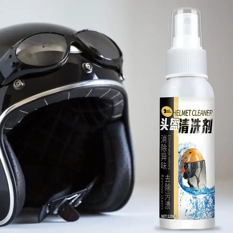 Kit de limpeza de espuma sem enxágue para motocicleta, limpador de viseira, almofadas de ciclismo, luvas protetoras, 120ml