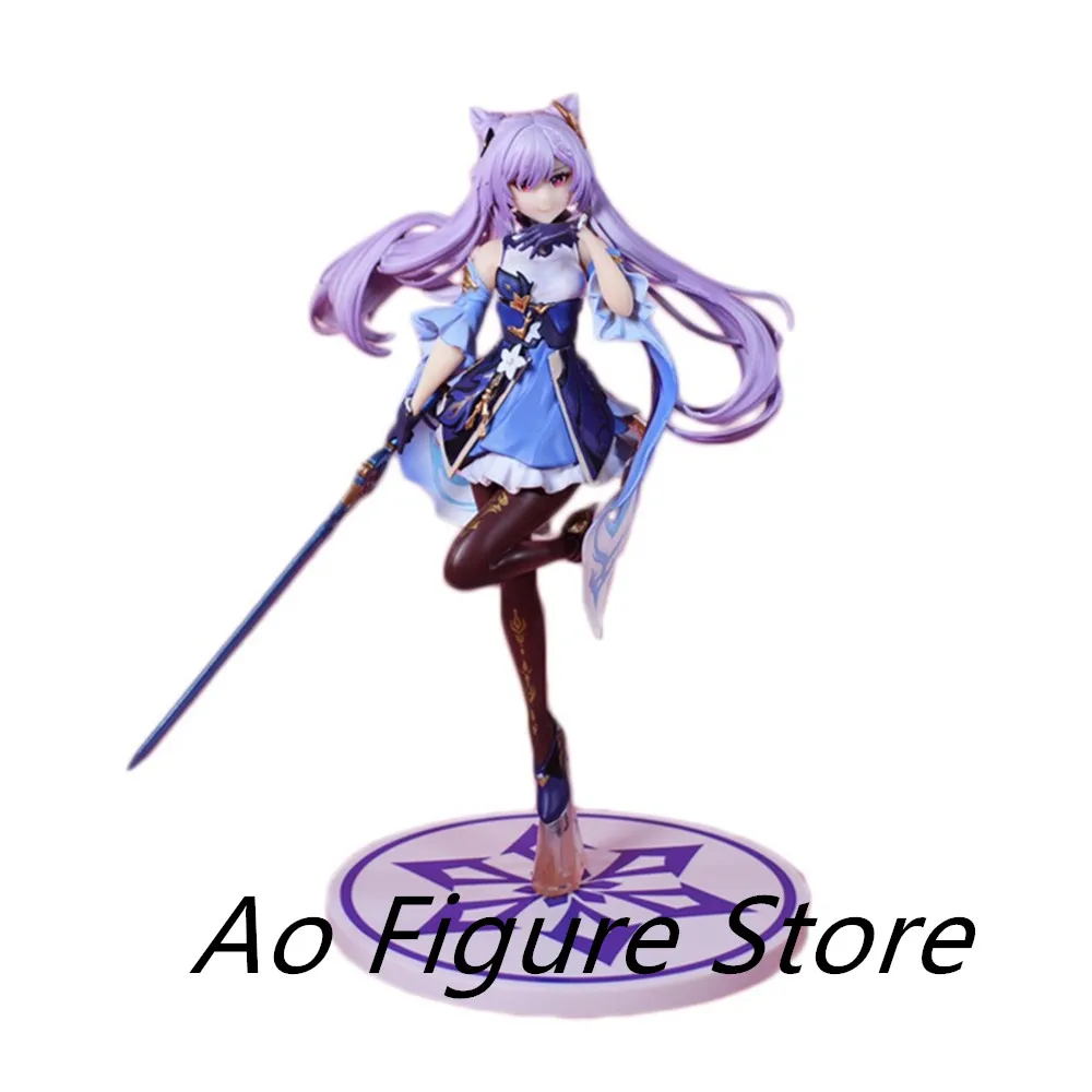 27cm Anime Genshin Impact Keqing Figure GK Knights of Favonius Game Manga Statue Pvc Action Figurine Collection Model Toy Gift