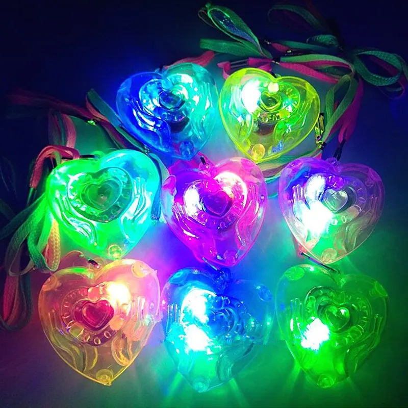 10/20pcs Star Heart LED Light Up Toys Necklace Pendant Kids Glow Gift Blinking Toy Carnival Party Favor Navidad Birthdays Deco