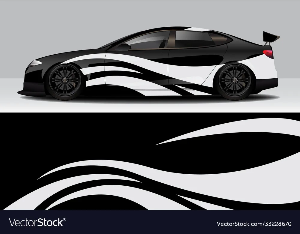 

Black White Car Graphic Decal Full Body Racing Vinyl Wrap Car Full Wrap Sticker Decorative Car Decal Length 400cm Width 100cm