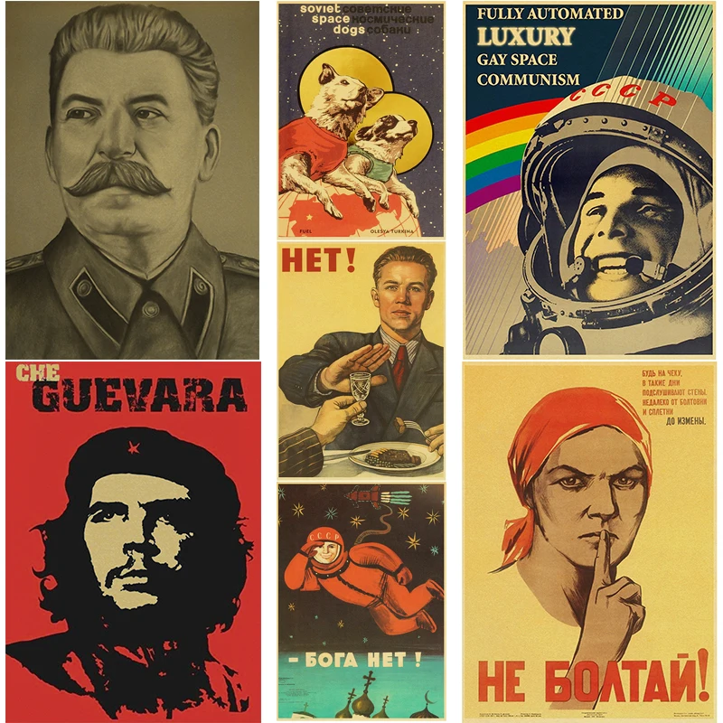 Soviet USSR CCCP Posters Celebrity Stalin Retro Kraft Paper Prints Vintage Room Home Bar Cafe Decor Aesthetic Art Wall Painting