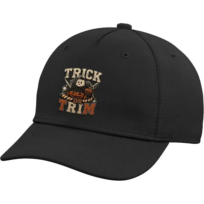 Funny Ghost Hair Stylist Trick or Trim Halloween Barber Adjustable Baseball Hat