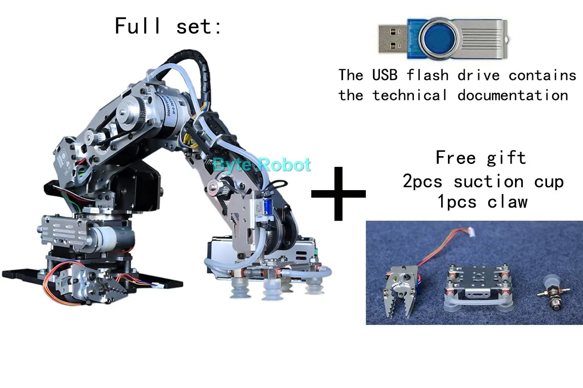 Big Load 4 Axis Stepping Robot Arm with Suction Cup and Stepper Claw for Arduino Robot DIY Kit Gcode Programmable Stepper Motor