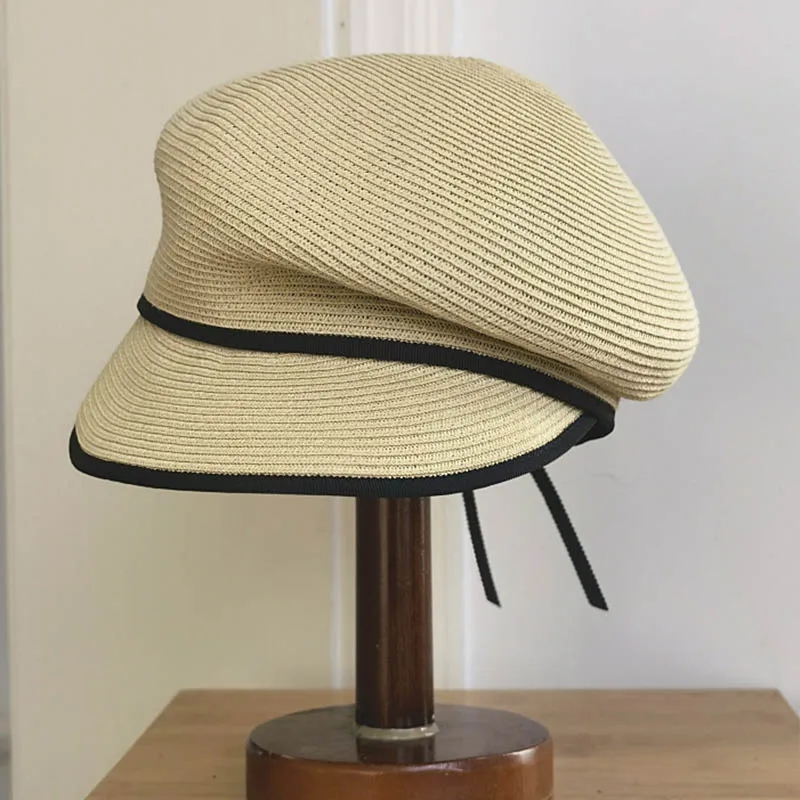 Women Sloping Brim Summer Cap Straw Cap UltrabraiVisor Hats UV Protection Sun Hats Girl Beach hat Ajustable Big Size Newsboy Cap