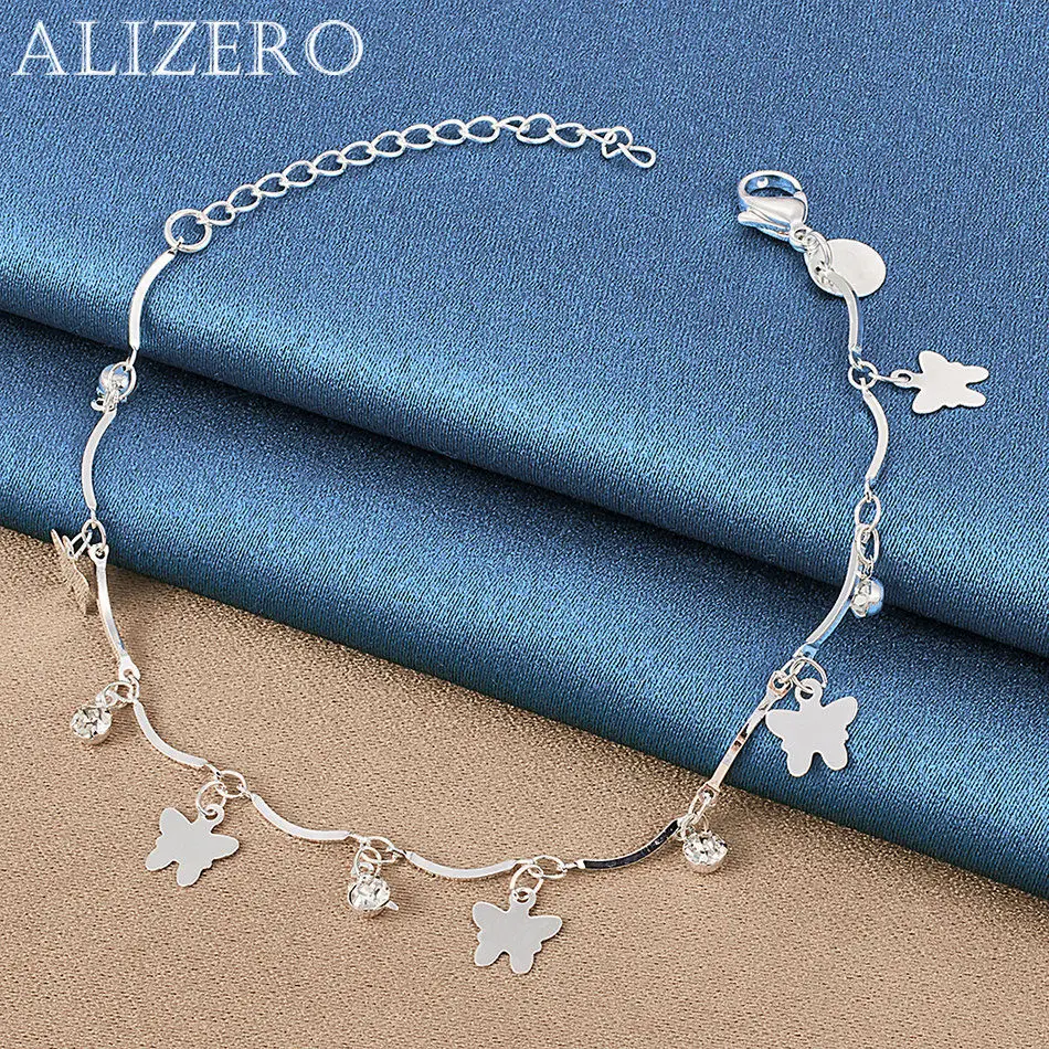 ALIZERO 925 Sterling Silver Bracelet Crystal Zircon Butterflys Charms Bracelets For Women Fashion Wedding Party Jewelry Gifts