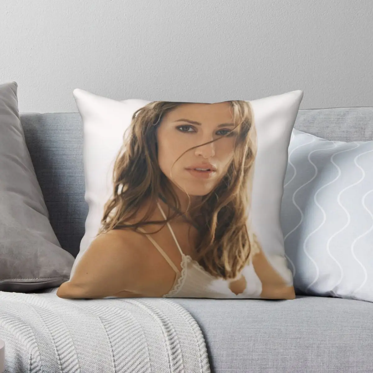 Jennifer Garner Square Pillowcase Polyester Linen Velvet Creative Zip Decor Pillow Case Home Cushion Case 45x45