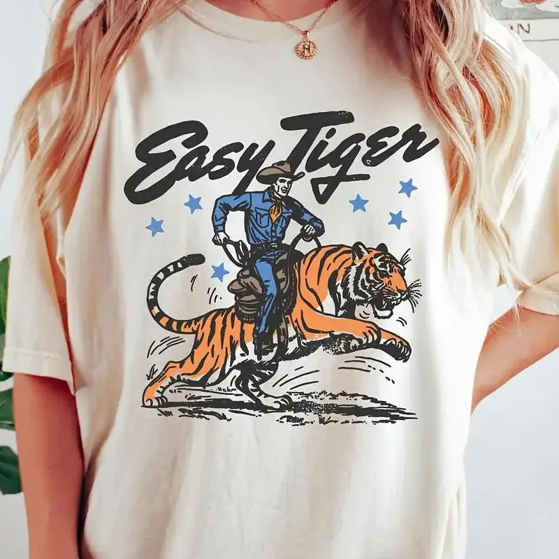 

Футболка Easy Tiger в стиле ретро с винтажным принтом, размер S 5Xl