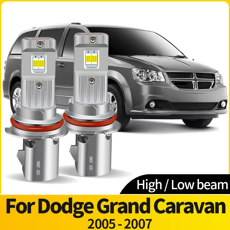 

2PC LED 9007 HB5 Headlight HI/LO Beam LED Car Headlamp Bulb Super Bright 6500K Turbo Fan CSP For Dodge Grand Caravan 2005 - 2007