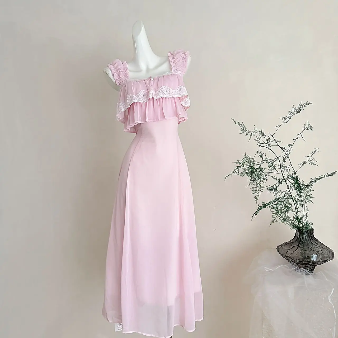 

Ifaion Sweet Sle Lace Patchwork ter Dr Vaion Gown Svel Women's Daily Wear Early Spring Design Sensation