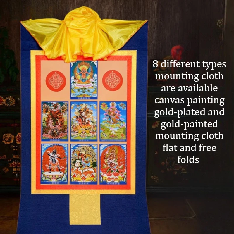 Handmade Double-layered Thangka Nyingma Three Main Deities Portrait Wall Three-color Framing Exquisite Thangka Hang Picture Home