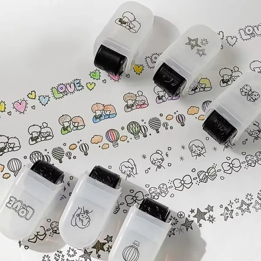 Creative Cartoon Pattern Rolling Flower Seal DIY Funny Rolling Ink Pad Lace Band Drawing Tool Graffiti Handbook