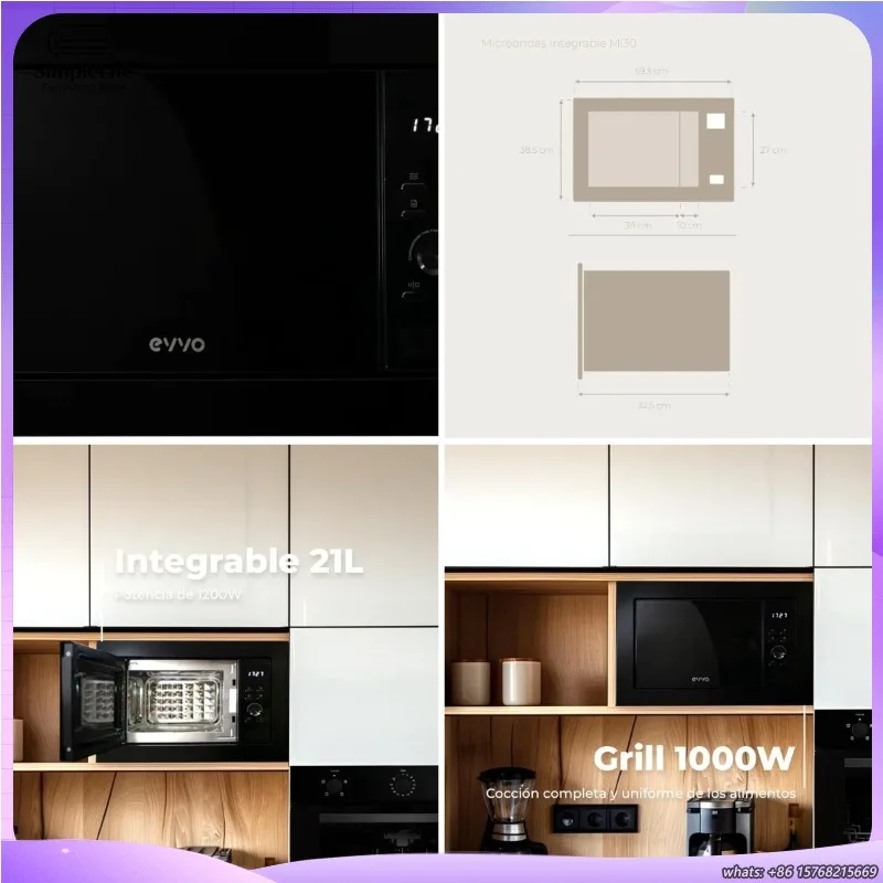 Mi30 Black Built-in Microwave Oven 30L Capacity Stainless Steel Interior Digital Touch Control Convection Heating Defrost